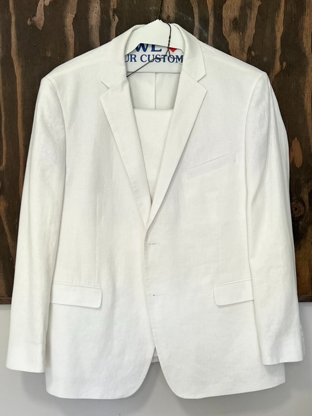 Men's white linen suit